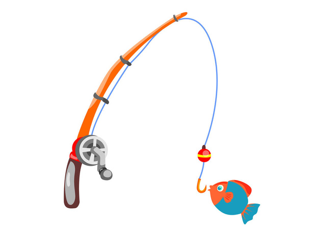 fishing rod cartoon isolated on white - Vector, Image