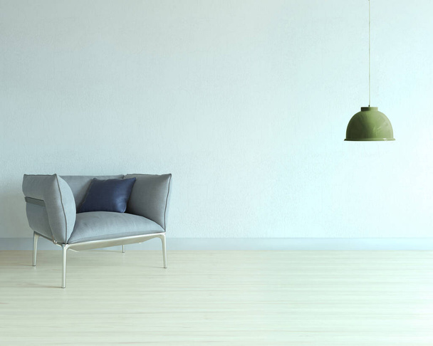 empty room and gray armchair interior design. 3D illustration - Foto, afbeelding