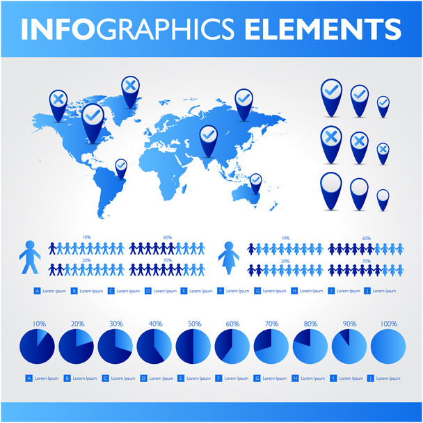 Blue infographics. Universal vector icons set. Statistic. - Vektor, Bild
