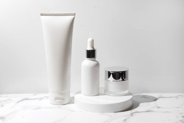 mockup tube bottle for skin care cosmetic, product branding, serum dropper cream lotion treatment - Fotoğraf, Görsel