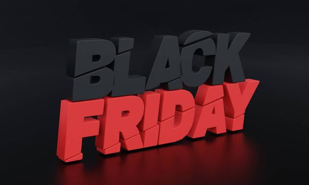 Black Friday 3D-Textbanner oder Plakatdesign isolieren den Hintergrund. Big Discount Sale Konzept Idee und kreative, Kopierraum. 3D-Darstellung. - Foto, Bild