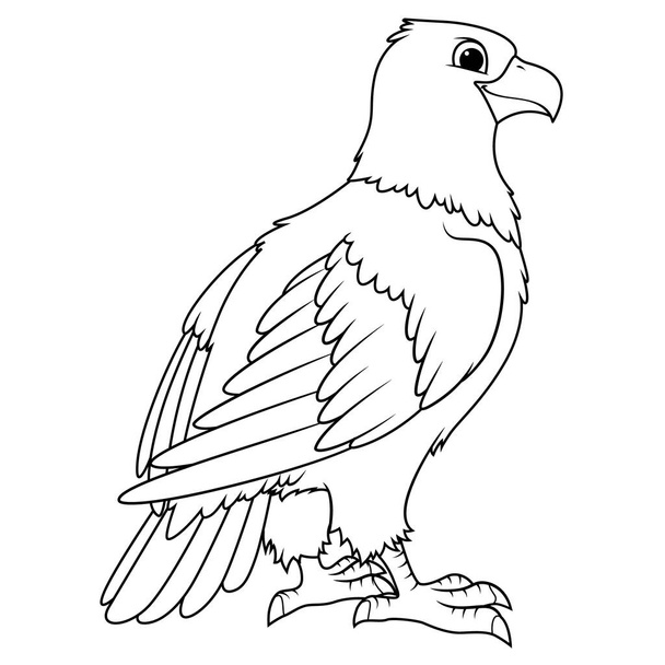 Bald Eagle Cartoon Animal Illustration BW - Vektör, Görsel