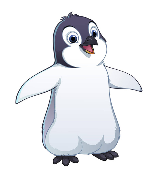 Pequeno Pinguim Desenhos Animados Ilustração Animal - Vetor, Imagem