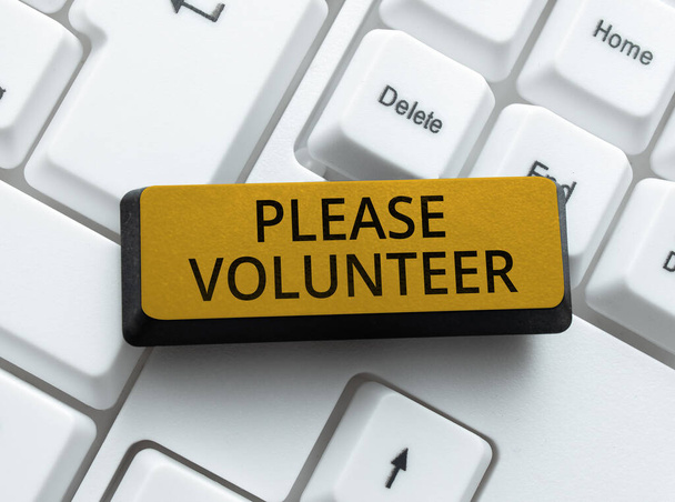 Kavramsal başlık Lütfen Gönüllü, İş Konsepti Nazikçe başvuruda bulunun ya da katılın - Fotoğraf, Görsel