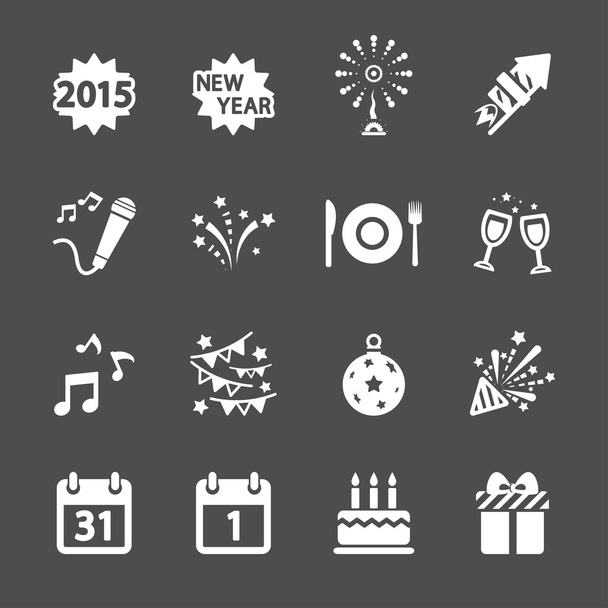 new year party icon set, vector eps10 - Vector, Image
