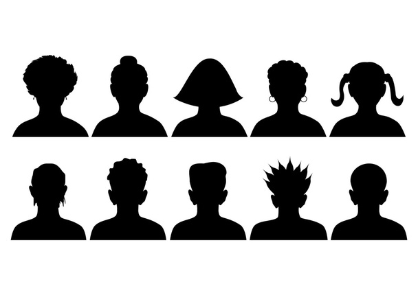 Grup başkanları, anonim mugshots, vector silhouettes - Vektör, Görsel