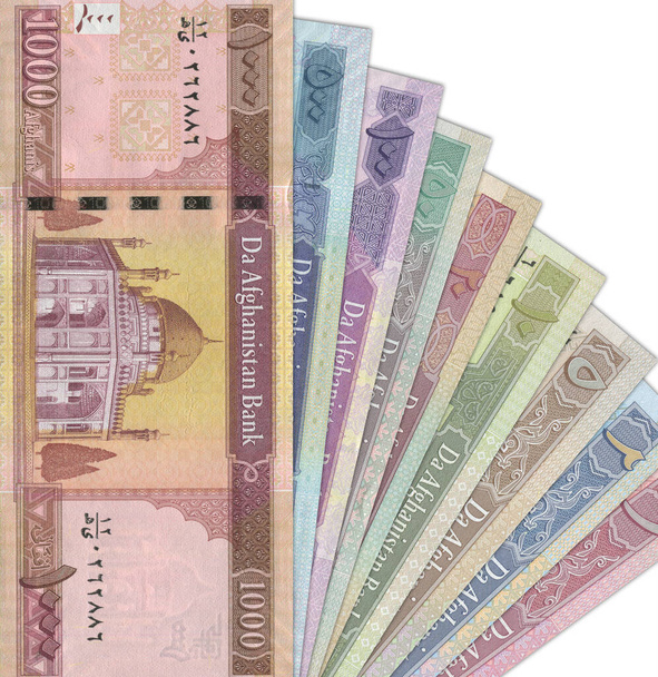 Paper money from  Afghanistan. Afghan afghani. Close up banknotes from  Afghanistan.  Afghan currency  - Фото, зображення