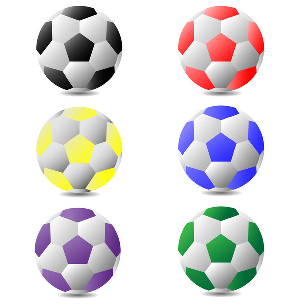 サッカーアイコンの色のオブジェクトは、サッカーボールの多くの色を隔離 - ベクター画像