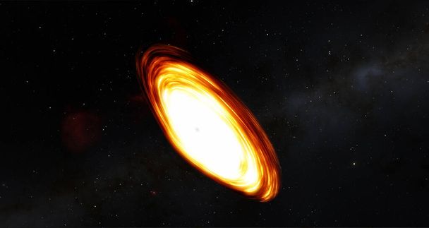 Agujero negro gigante con forma de vórtice ardiente en el fondo de pantalla de ilustración 3d espacio profundo. El fondo del Universo - Foto, imagen