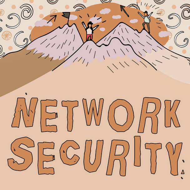 Conceptuele bijschrift Network Security, Concept betekent praktijk van het beveiligen van een computer web van indringers - Foto, afbeelding