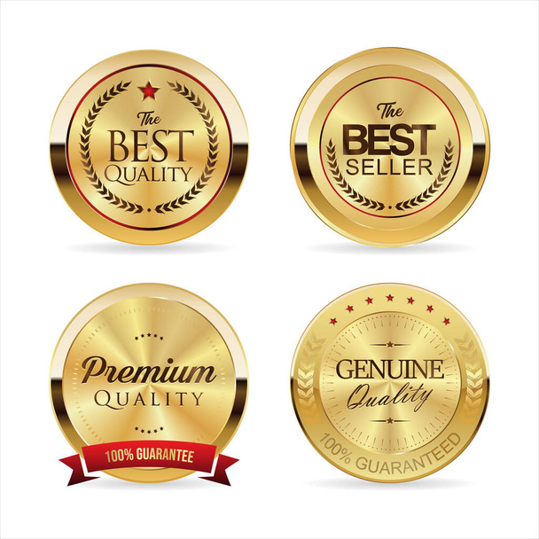 Collection of premium quality golden badges   - Vektor, obrázek
