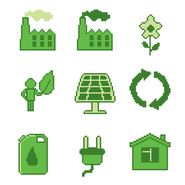Pixel ecology icons  - Vecteur, image