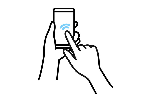 Ilustración de acciones para operar un smartphone (doble toque)) - Vector, Imagen