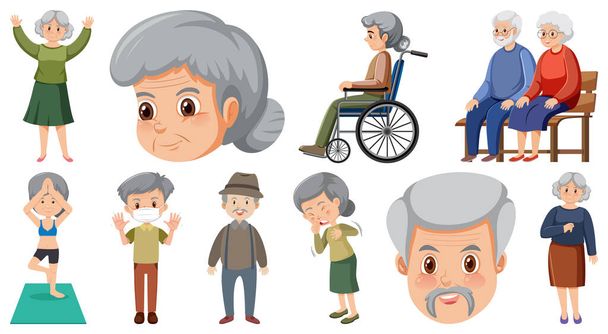 Συλλογή εικόνων ηλικιωμένων ατόμων - Διάνυσμα, εικόνα