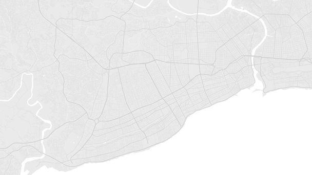 Wit en lichtgrijs Santo Domingo stadsgebied vector achtergrond kaart, wegen en water illustratie. Breedbeeldverhouding, digitale routekaart voor plat ontwerp. - Vector, afbeelding
