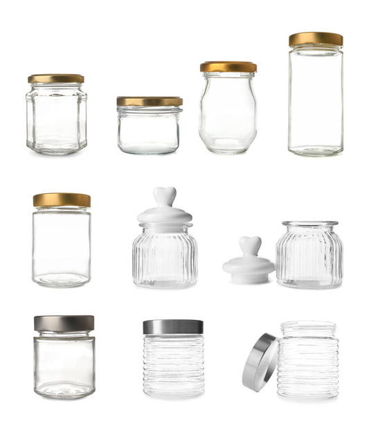 Colagem de frascos vazios no fundo branco - Foto, Imagem