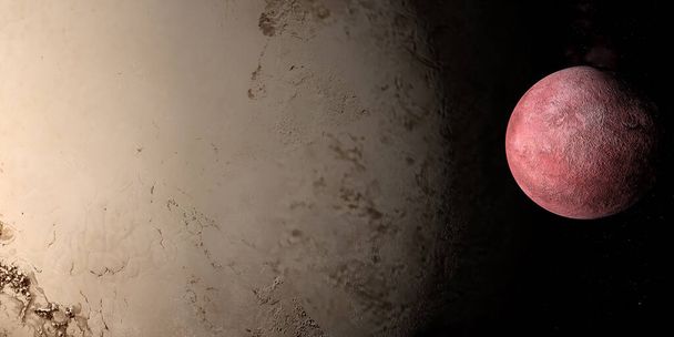 50000 Κουάουαρ, πλανήτης νάνος, σε τροχιά γύρω από τον Πλούτωνα. 3d απόδοση - Φωτογραφία, εικόνα