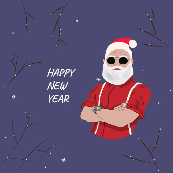 vector illustration of Santa character on blue background - Vector, Image