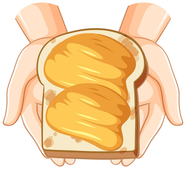 Хлеб с маслом в иллюстрации в стиле мультфильма - Вектор,изображение