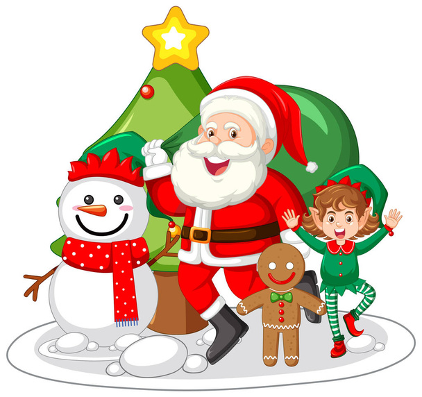 Aranyos karácsonyi karakterek ikon elszigetelt illusztráció - Vektor, kép