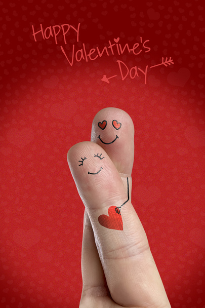 Lovers embrasse et tient le cœur rouge. Happy Valentine's Day theme series. Image de stock
 - Photo, image