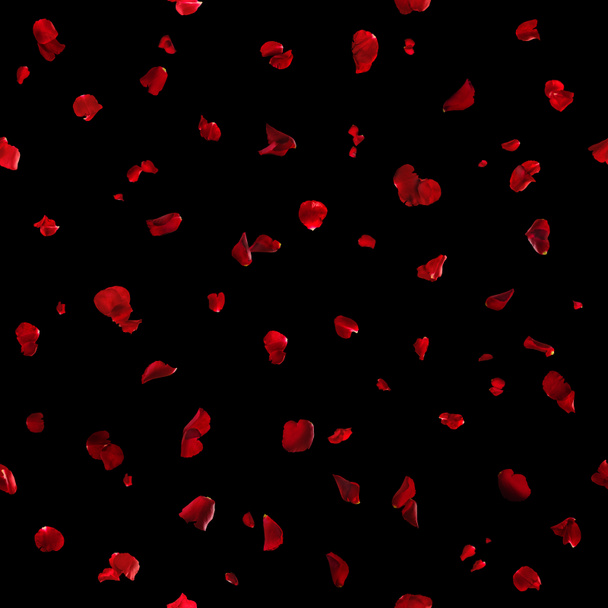 Naadloze Red Rose bloemblaadjes op zwart - Foto, afbeelding