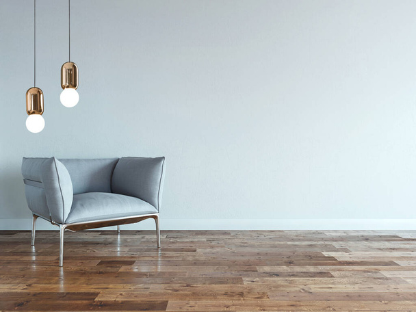 lámpara moderna de diseño interior de pared de piedra para el hogar, oficina, hotel y dormitorio. Ilustración 3D - Foto, Imagen