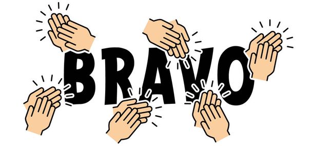 Bravo, supper or bravely and applause icon. Courageously greeting idea moments. Clap hand pictogram. Vector clapping hands. People applaud. Claps symbol icon. - Vector, Image