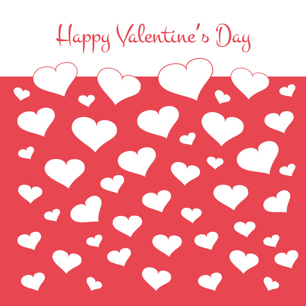 einfache Valentinskarte mit weißen Herzen auf rotem Hintergrund. Vektorillustration - Vektor, Bild