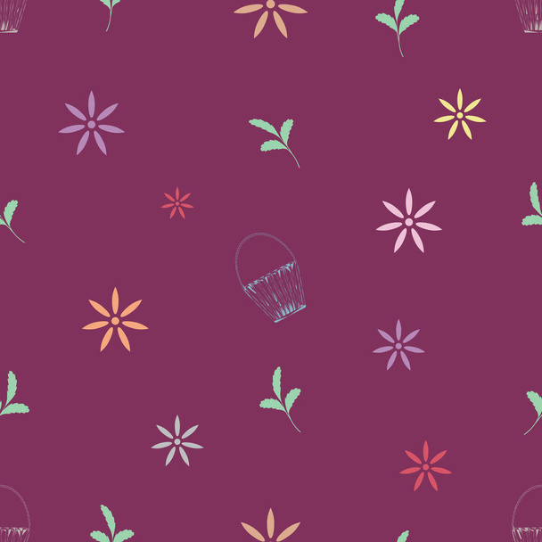 Безшовний візерунок з намальованими вручну квітами. Векторні ілюстрації
  - Вектор, зображення