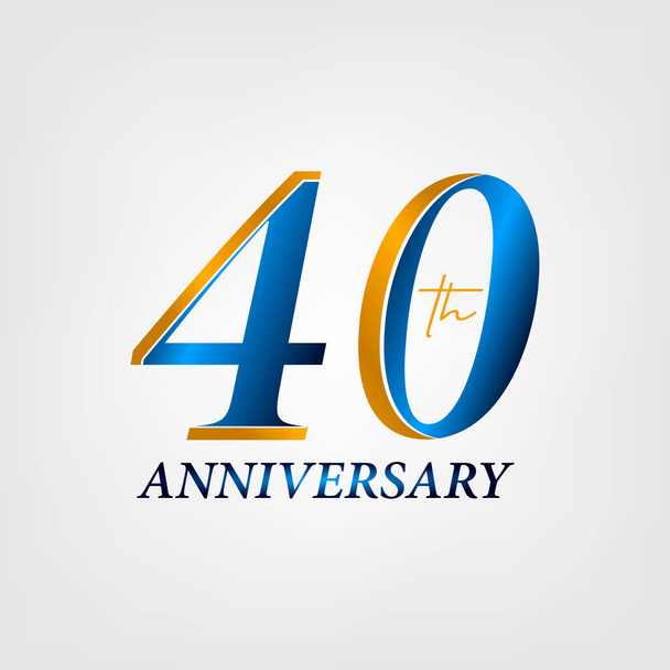 Diseño de logotipo de 40 años de aniversario con color azul y amarillo dorado. 40 años de diseño aniversario con gradiente, ilustración creativa. vector eps10 - Vector, Imagen