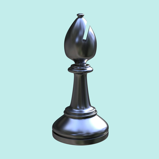 Schach-Bischof isoliert auf schlichtem Hintergrund, 3D-Illustration - Foto, Bild