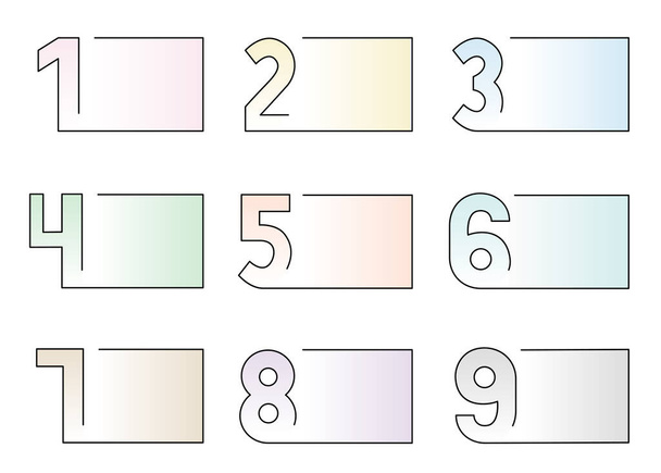 Numbers frame infographic steps set isolated on white background. Set of outline number design label element - Вектор, зображення