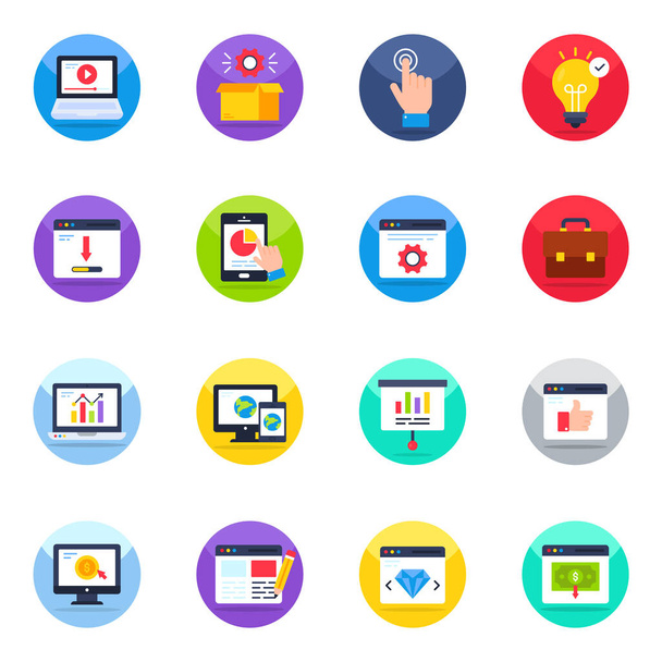 Pack of Search Engine Optimization Flat Icons  - Vector, Image