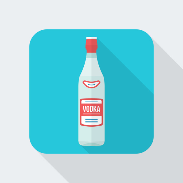 Flat style vodka bottle icon with shadow - ベクター画像