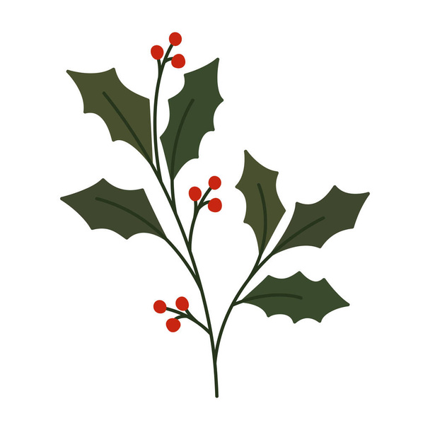χριστουγεννιάτικο γκι φυτό πάνω από λευκό - Διάνυσμα, εικόνα