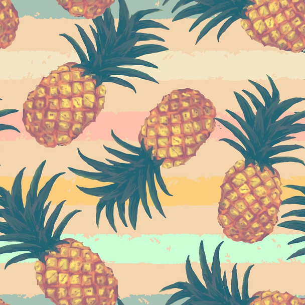 Handgezeichnetes nahtloses Muster mit Ananas im Vektor - Vektor, Bild