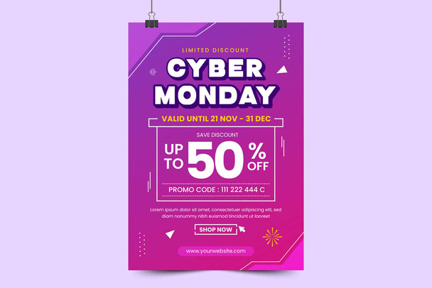 Cyber Monday flyer or poster design template easy to customize simple and elegant design - Vektor, Bild