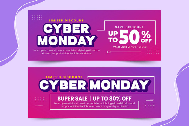 Cyber Monday cover banner design template easy to customize simple and elegant design - Vector, Image