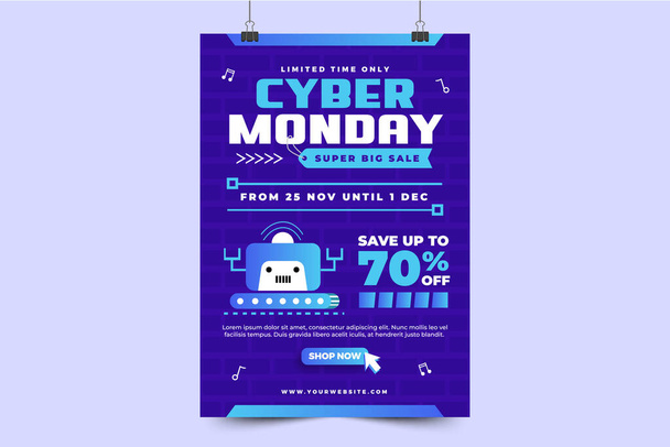 Cyber Monday flyer or poster design template easy to customize simple and elegant design - Vector, Image