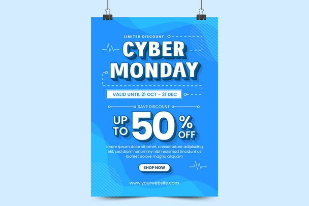Cyber Monday flyer or poster design template easy to customize simple and elegant design - Vettoriali, immagini