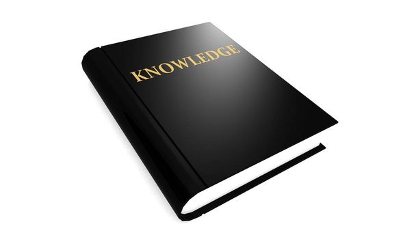 Knowledge word printed on a black book, 3d rendering - Foto, immagini