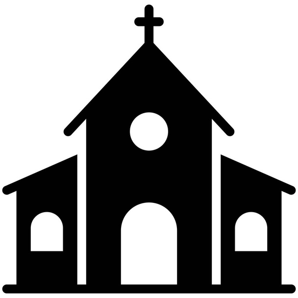 iglesia, edificio religioso silueta, icono de glifo. - Vector, Imagen