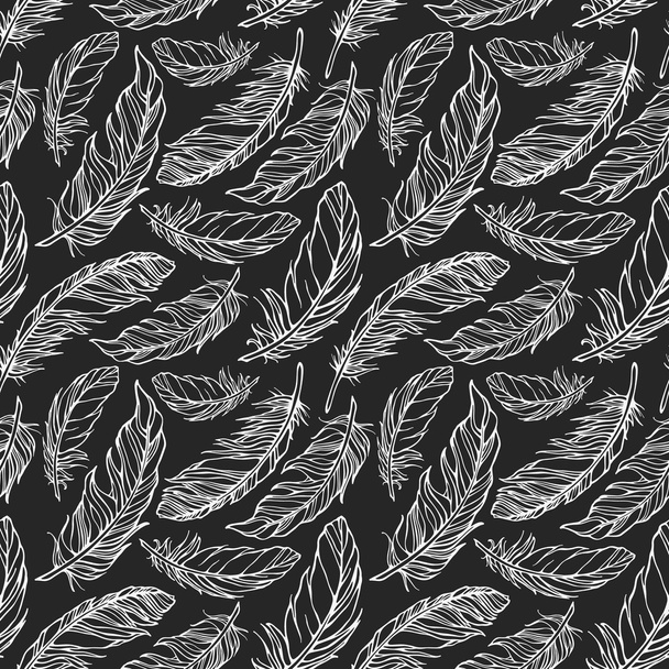 Seamless pattern with decorative feathers - Vetor, Imagem