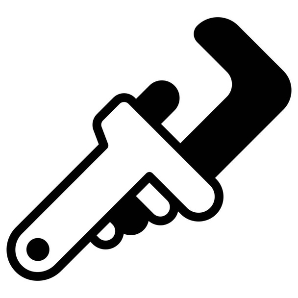 ícone de glifo de chave de tubo, design de glifo vetorial - Vetor, Imagem