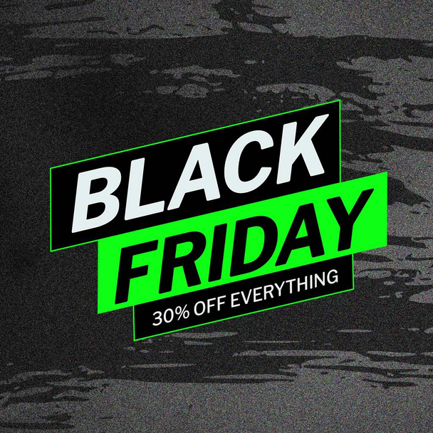 Composition of black friday 30 percent off everything text over shapes on grey background. Black friday, shopping and retail concept digitally generated image. - Fotoğraf, Görsel