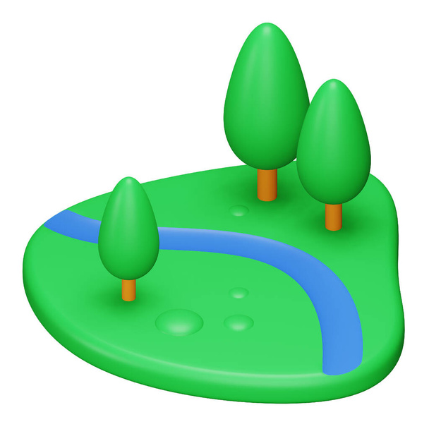 Forest land 3d rendering isometric icon. - Vector, Image