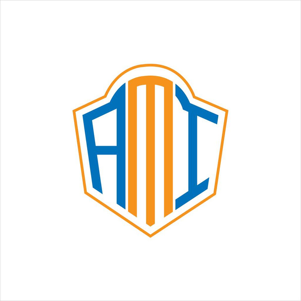 AMI abstract monogram shield logo design on white background. AMI creative initials letter logo.	 - ベクター画像