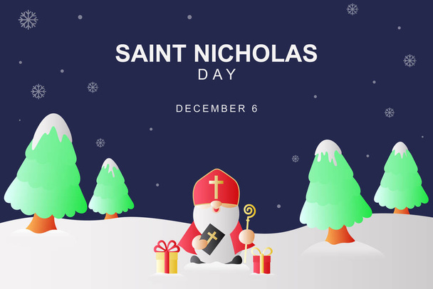 Happy Saint Nicholas Day background. Design with gradient cartoon. Vector illustration. - Vector, Image