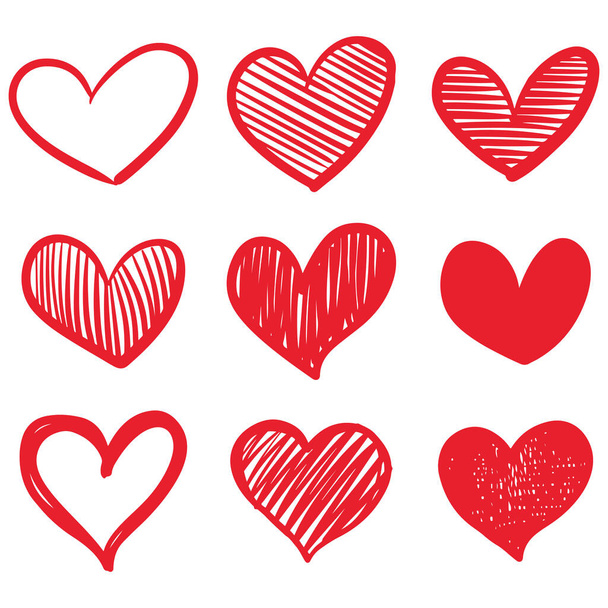 Dibujo de Doodle estilo de corazones icono vector ilustración para el diseño de conceptos. - Vector, Imagen